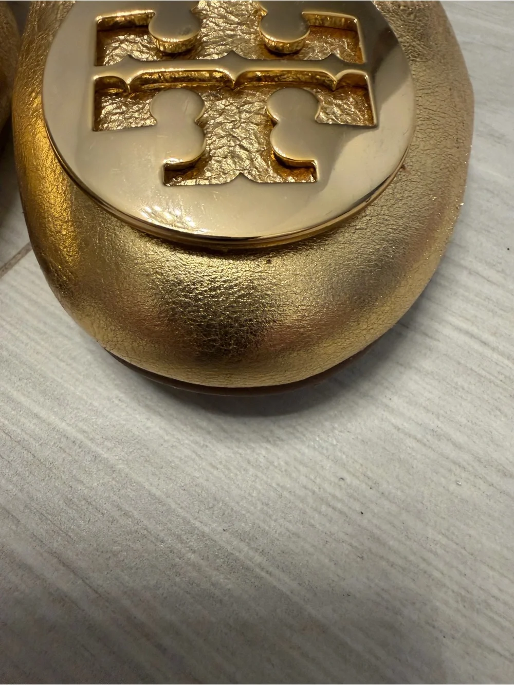 Tory Burch Gold Leather Ballet Flats